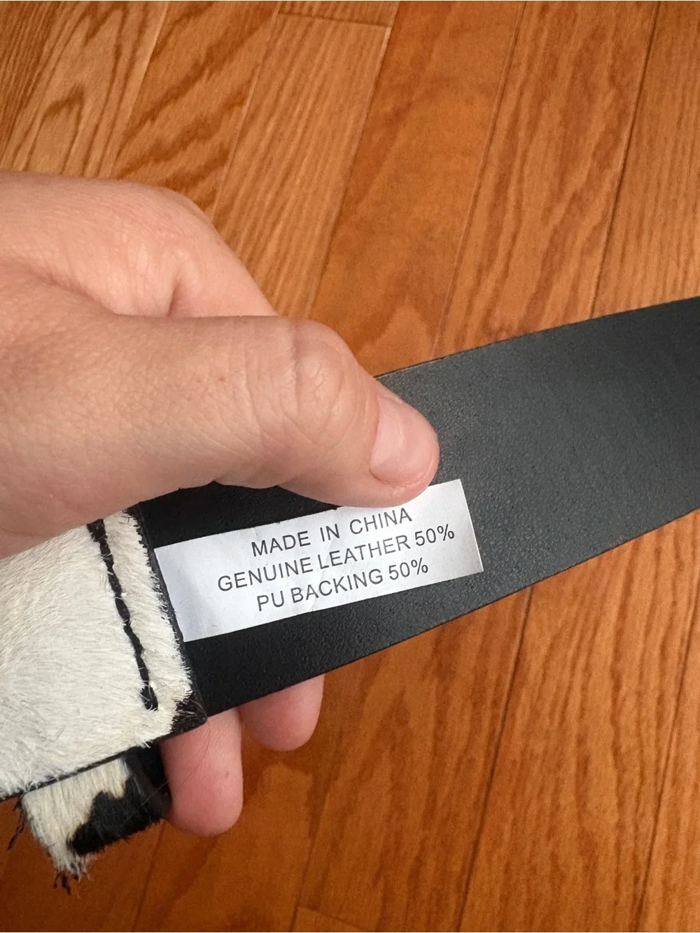 Cow Print leather Belt in Black and White